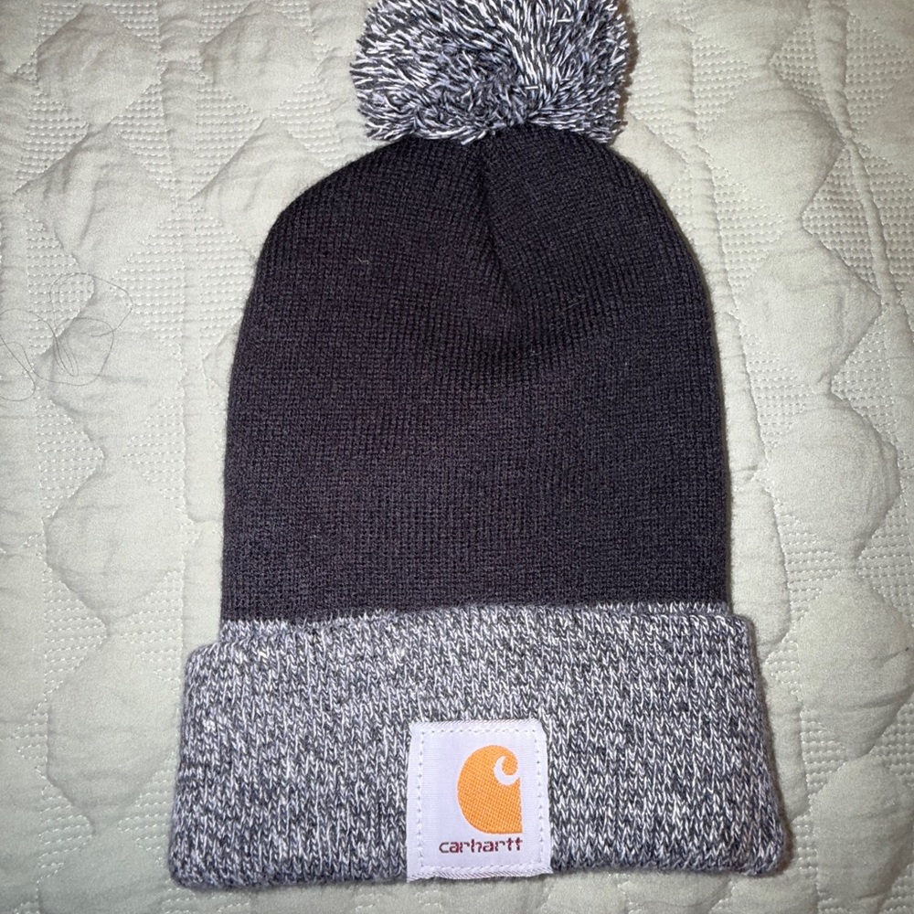 Carhartt Gray Knit Hat with Pom - Picture 5 of 5